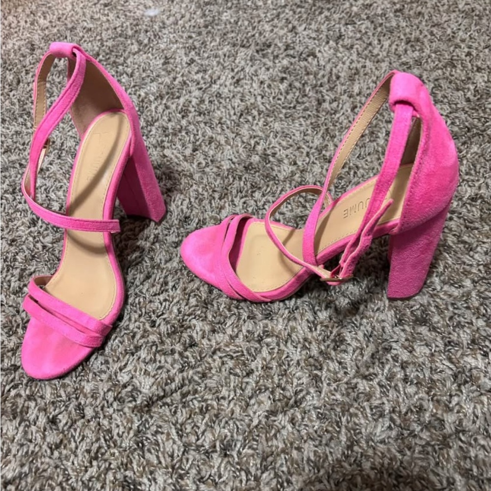 Elegant Hot Pink Strappy Heels worn twice